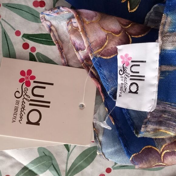 LULLA COLLECTION by BINDYA Blue FloralPrint Women's Scarf 100%Viscose NWT 70"×27 - Picture 8 of 8